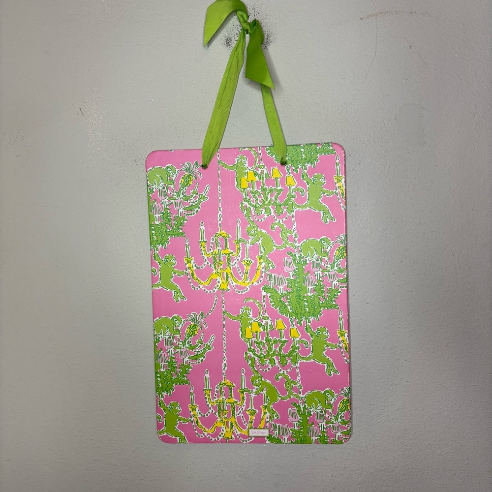 Lilly Pulitzer Monkey Trouble Pink and Green Decorative Magnetic Hanging Board